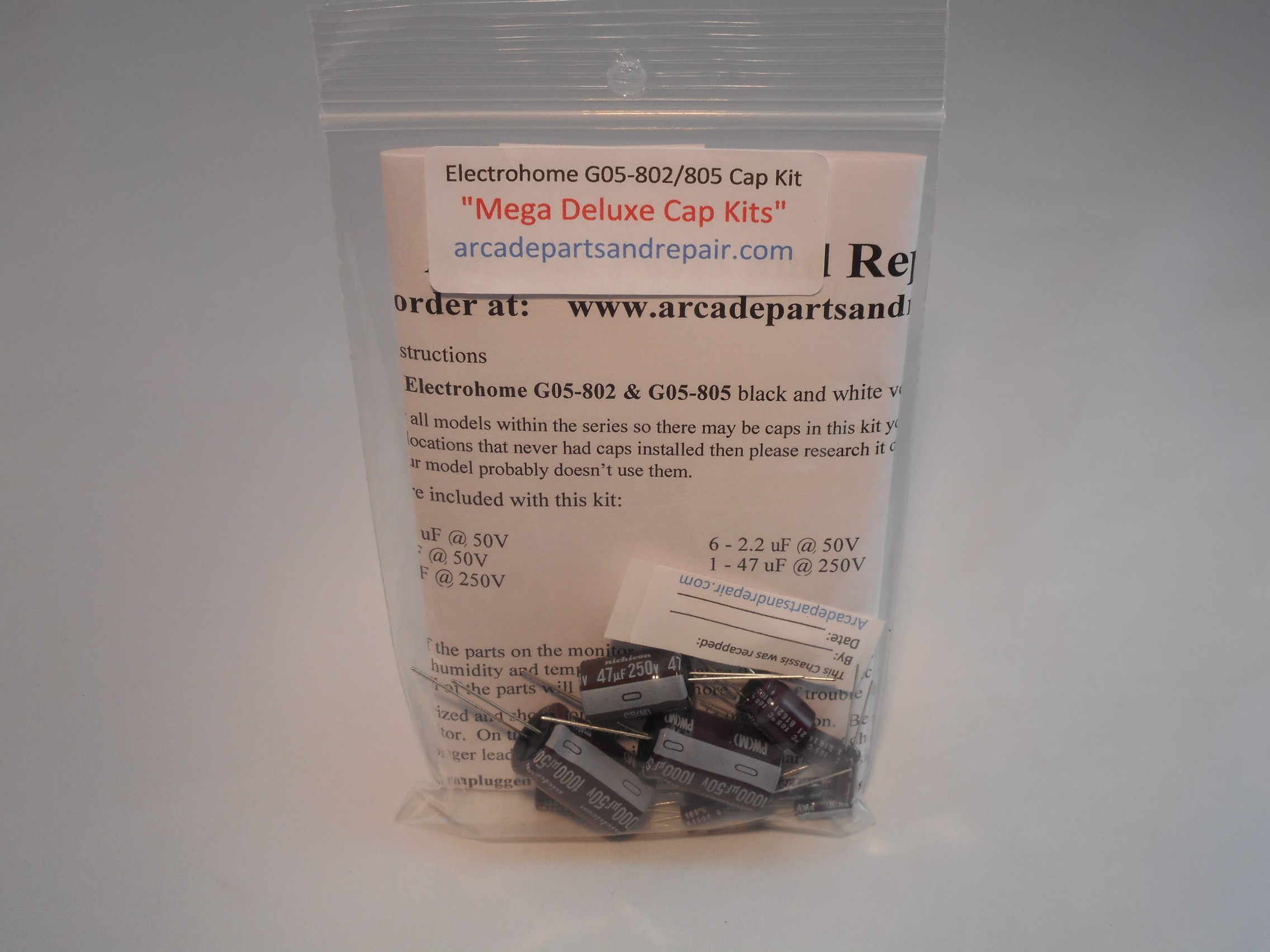 Electrohome GO5-802 / 805 Monitor Cap Kit 105C Nichicon