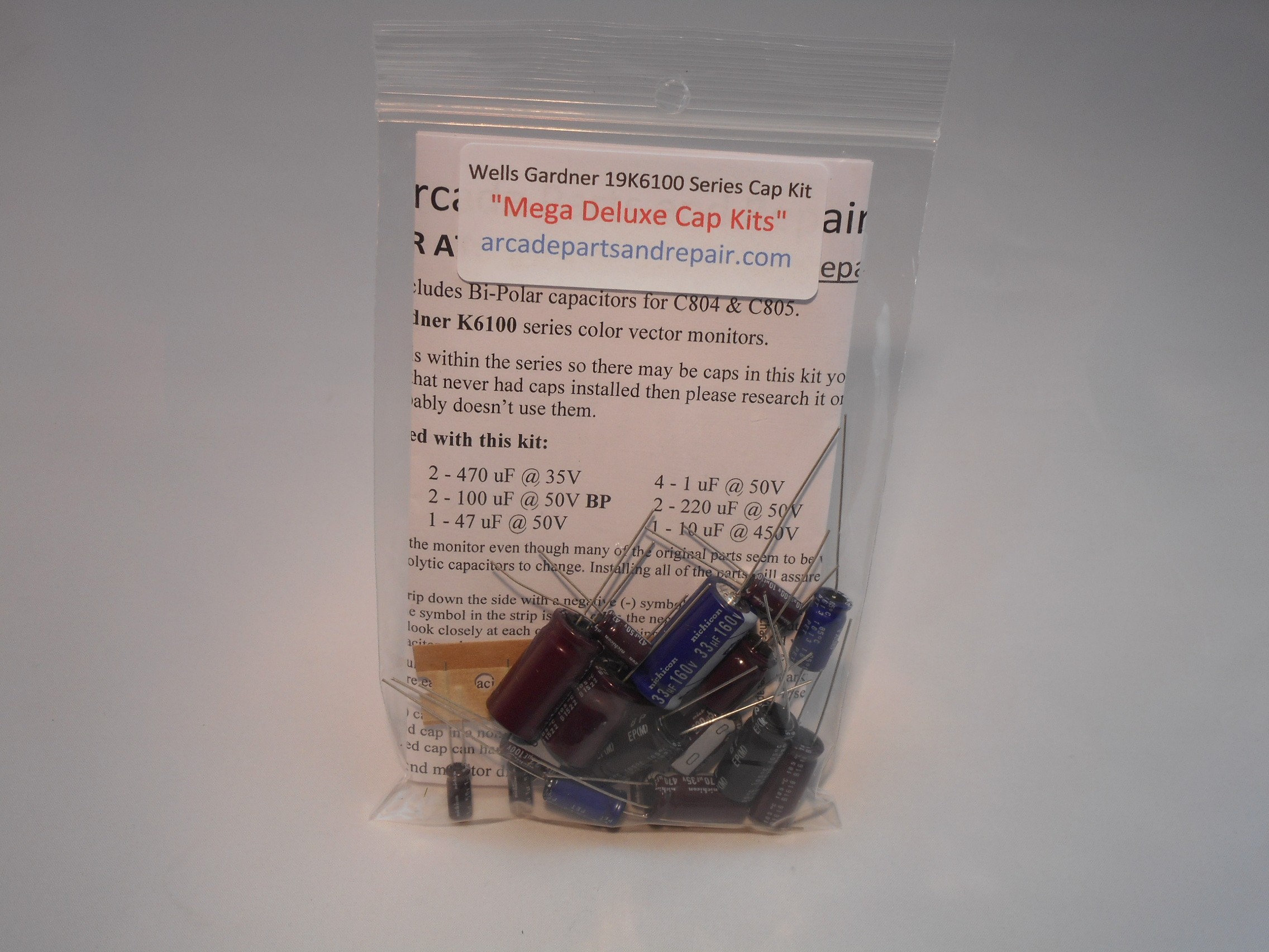 Wells Gardner K6100 Series Color Vector Monitor Cap Kit 105C Nichicon
