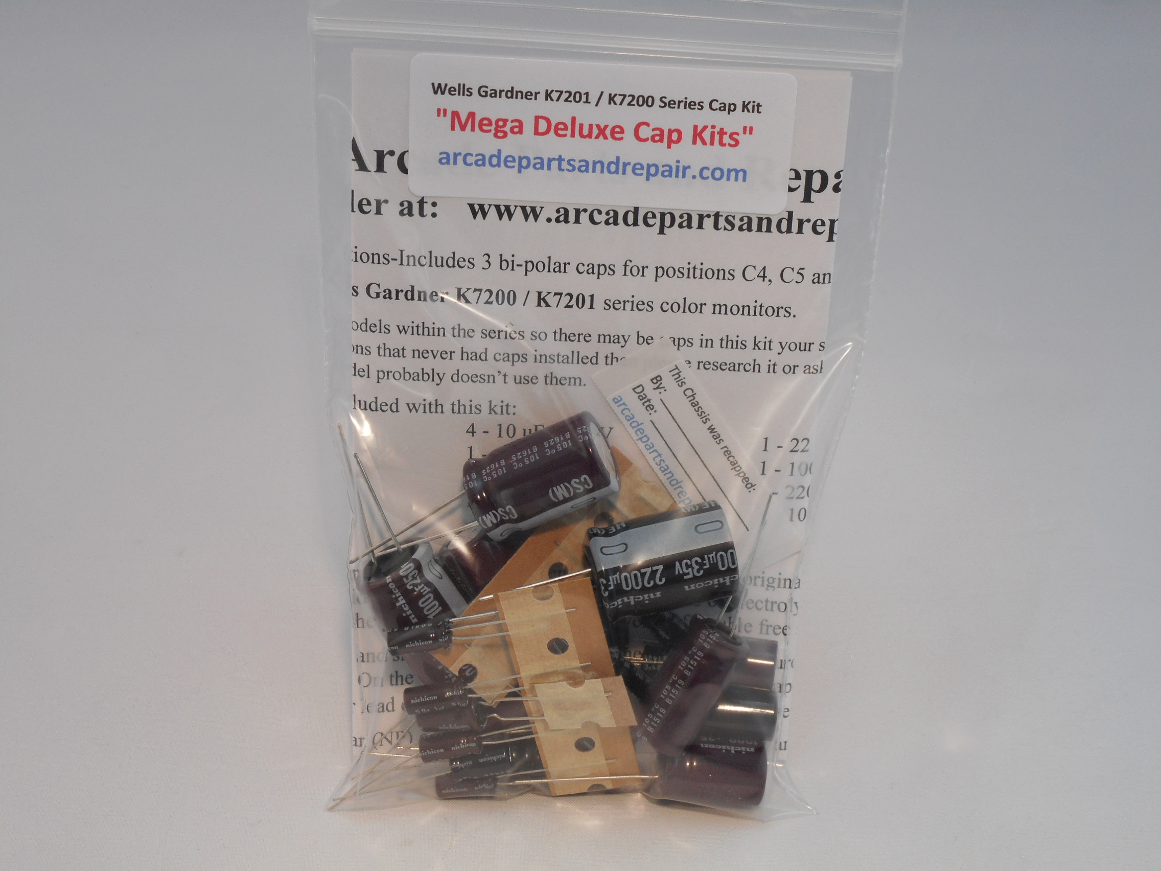 Wells Gardner K7200 Series Monitor Cap Kit 105C Nichicon