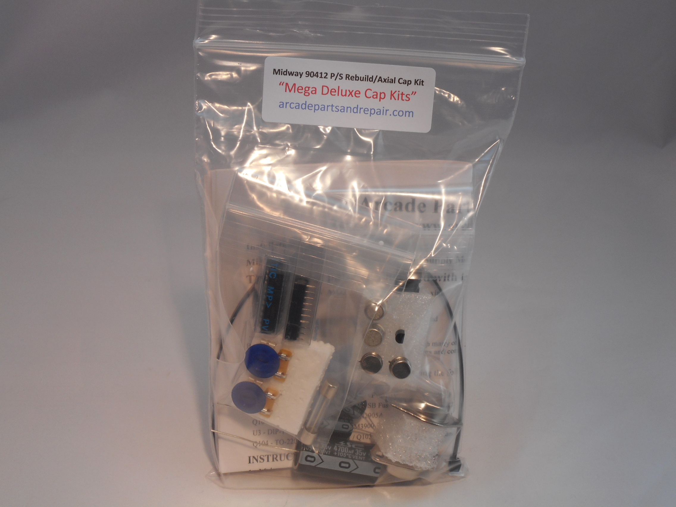 Midway 90412 Power Supply Mega Deluxe Rebuild & 105C Axial Cap Kit