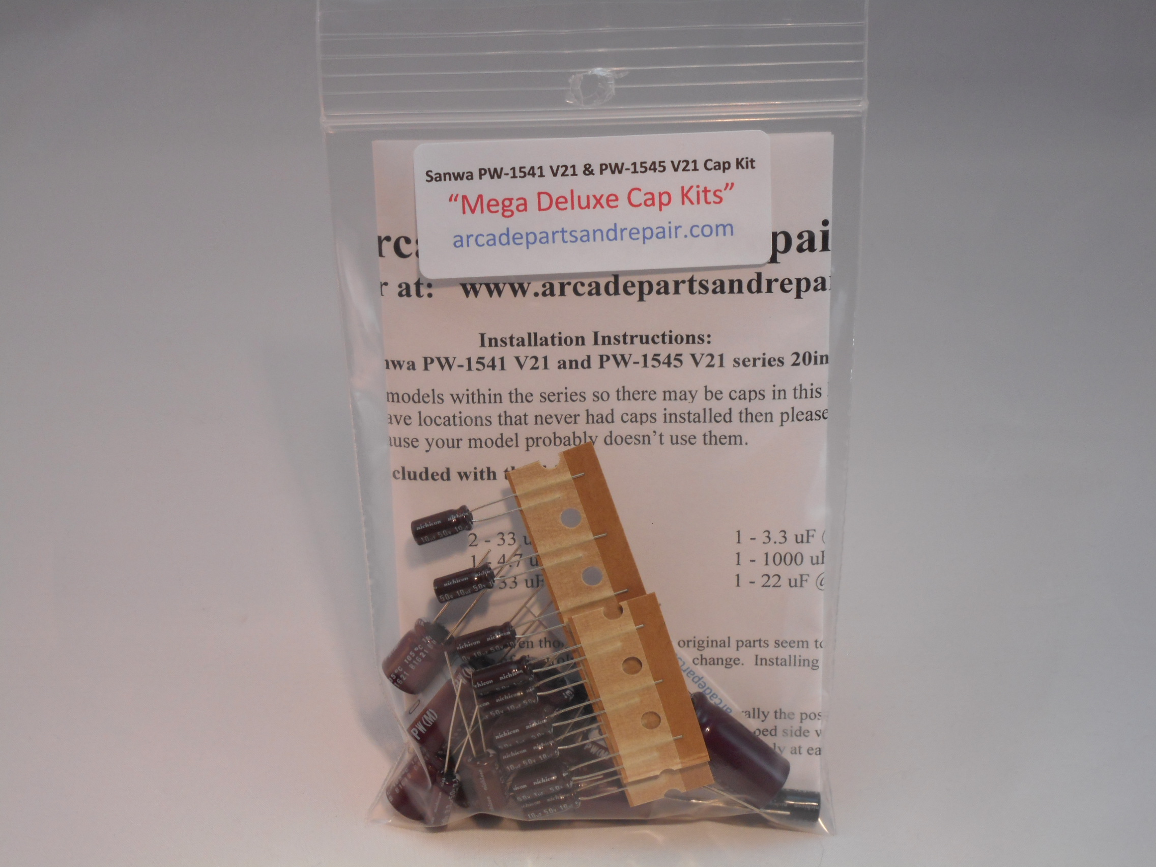 Sanwa PW-1541 V21 & PW-1545 V21 Series Monitor Cap Kit 105C Nichicon