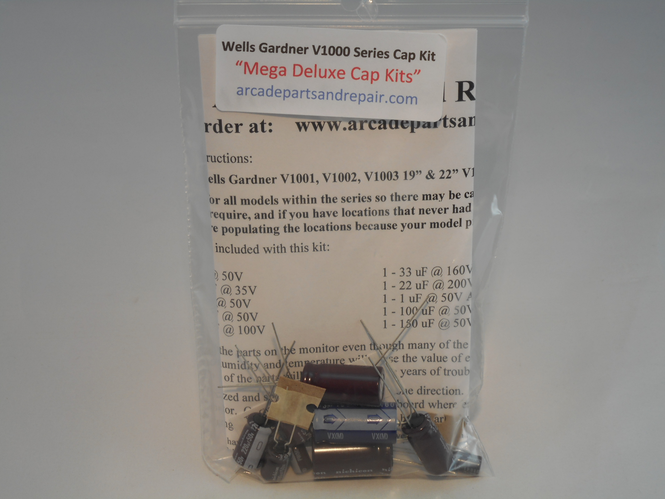 Wells Gardner V1000 Series 19" and 22" Monitor Cap Kit 105C Nichicon