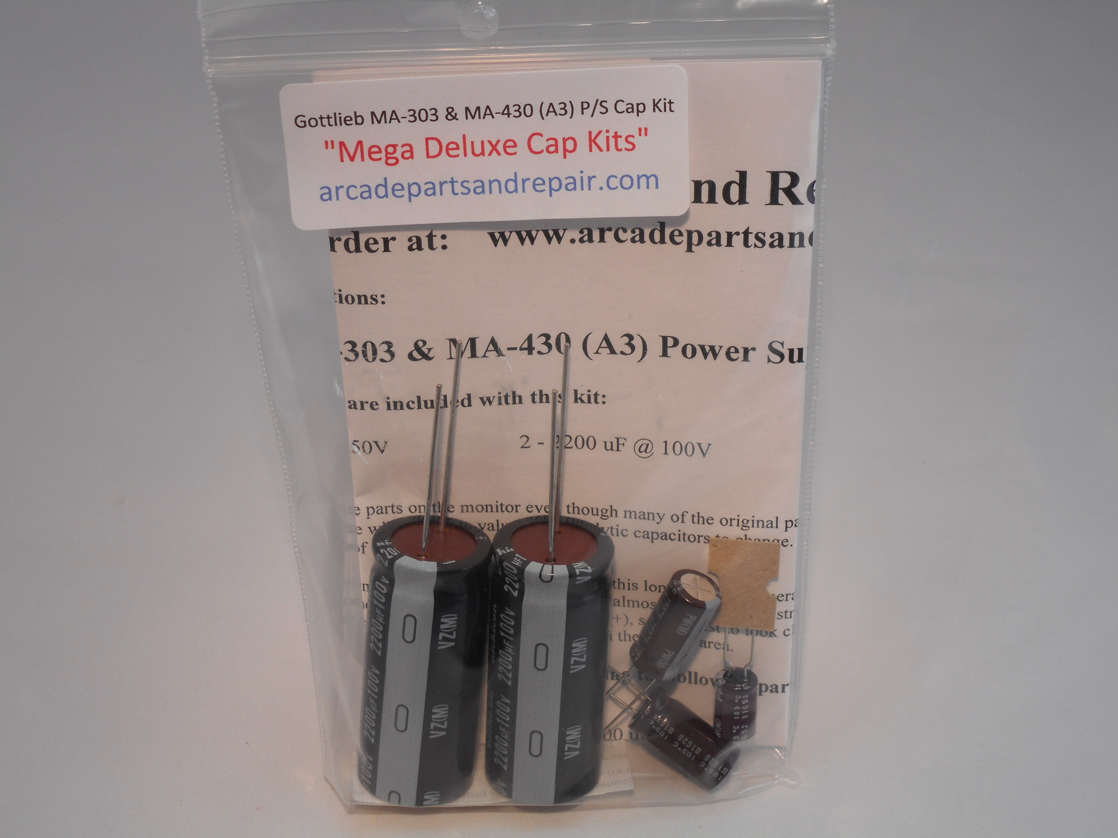 Gottlieb MA-303 & MA-430 Power Supply 105c Cap Kit Nichicon
