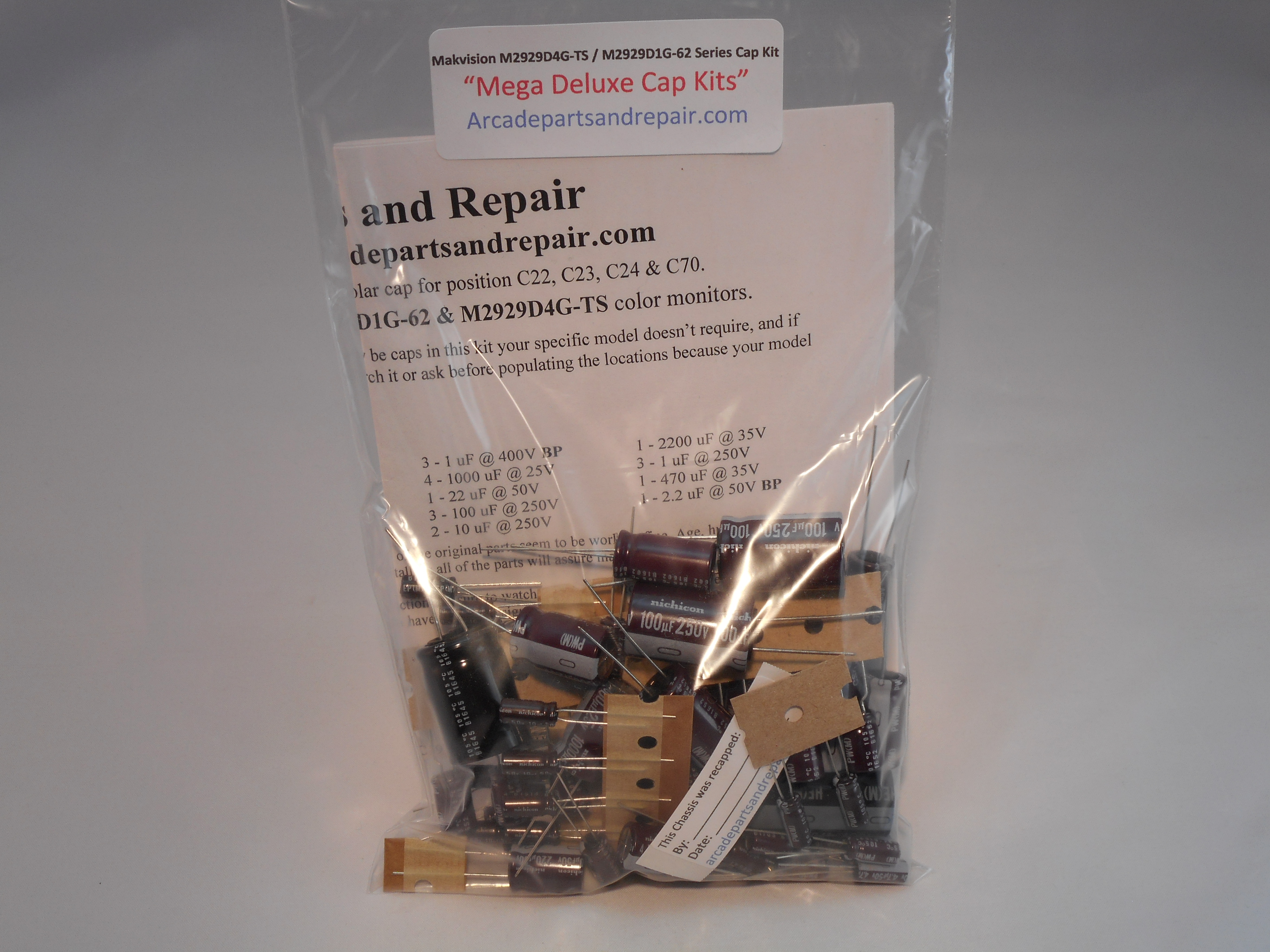 Makvision / Wei-Ya M2929D1G-62 & M2929D4G-TS Monitor Cap Kit 105C Nichicon