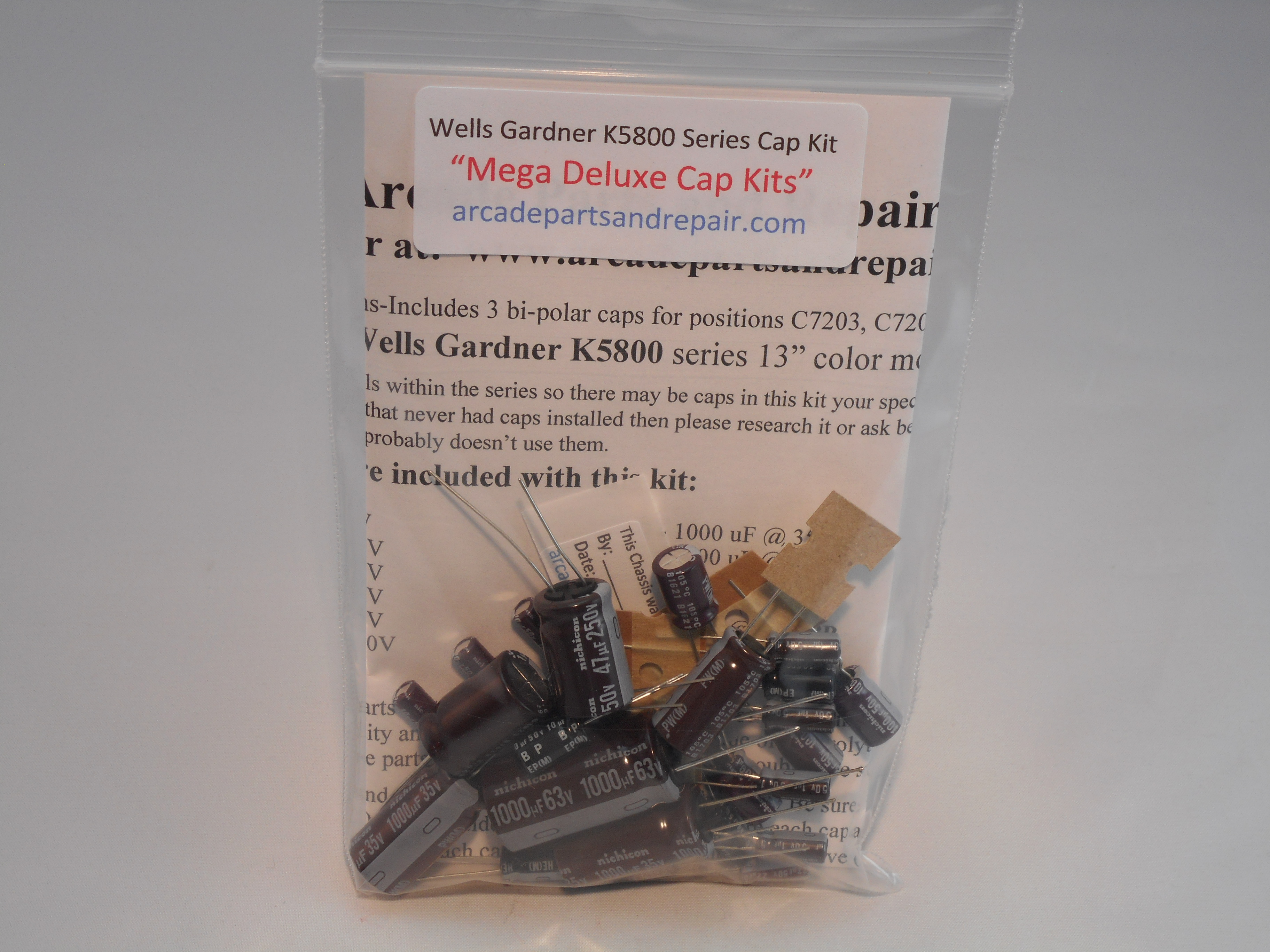 Wells Gardner K5800 Monitor Cap Kit 105C Nichicon