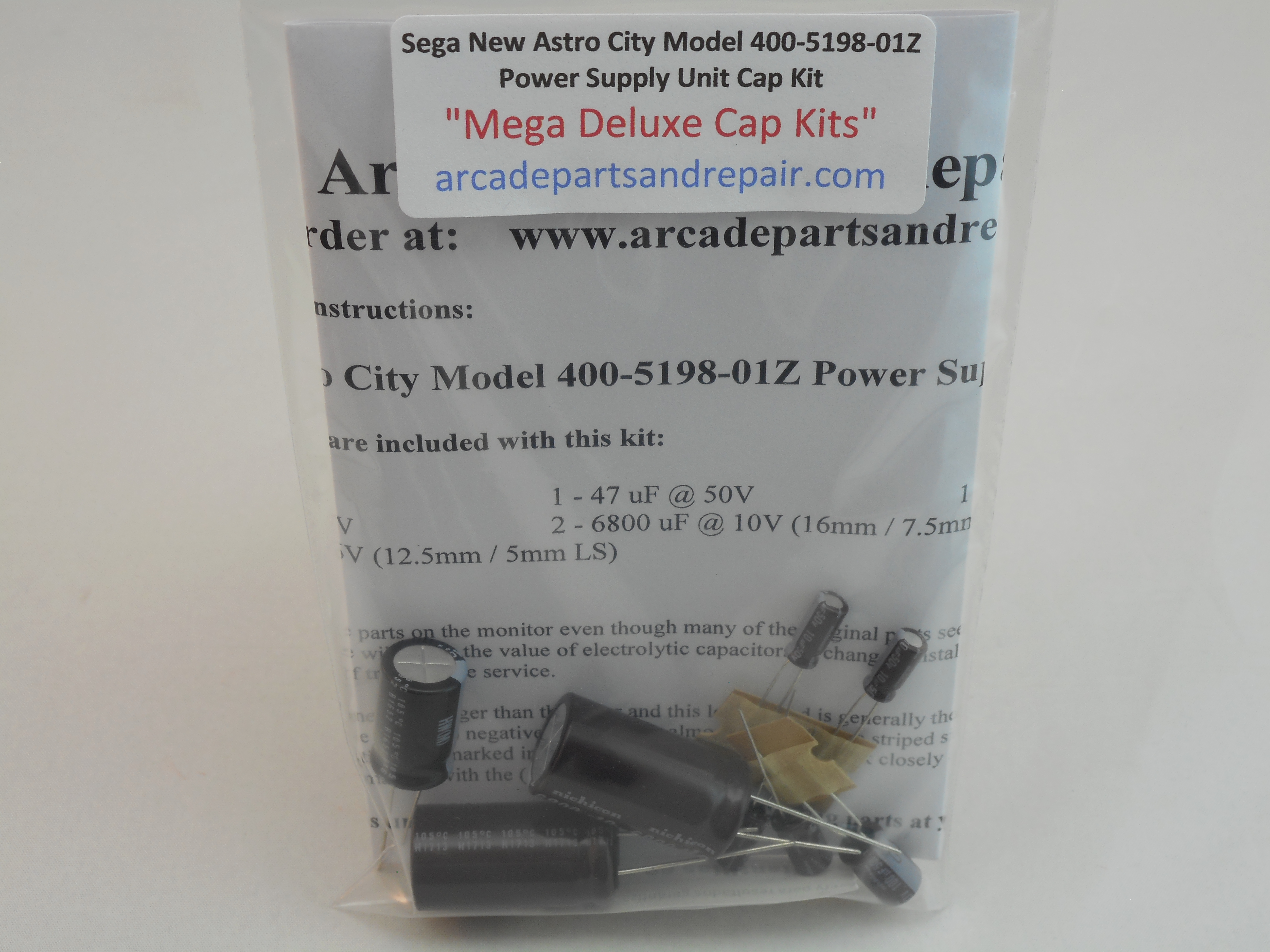 Sega New Astro City Model 400-5198-01Z Power Supply PCB Cap Kit 105C Nichicon