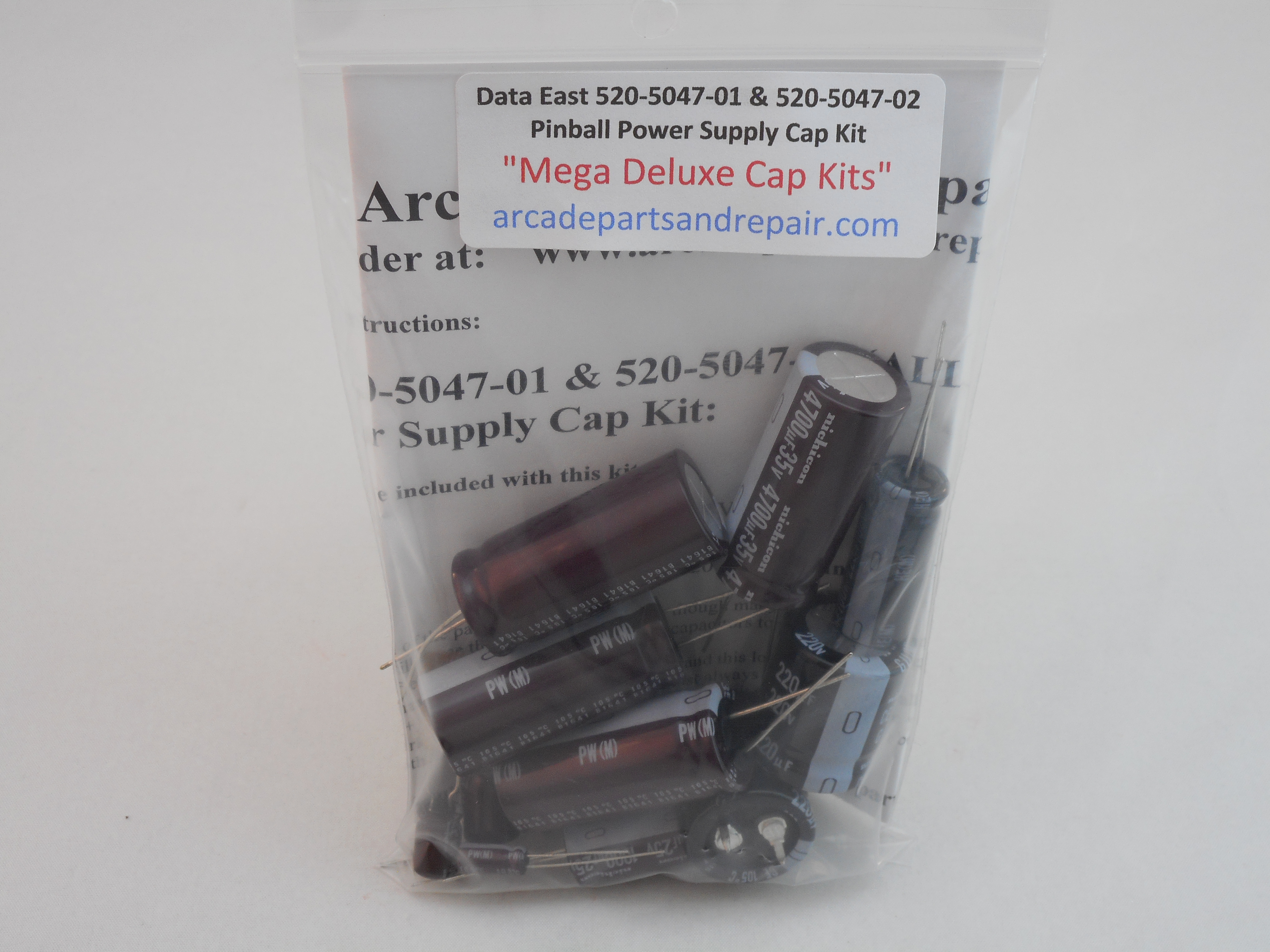 Data East 520-5047-01 & -02 Power Supply Cap Kit 105C Nichicon