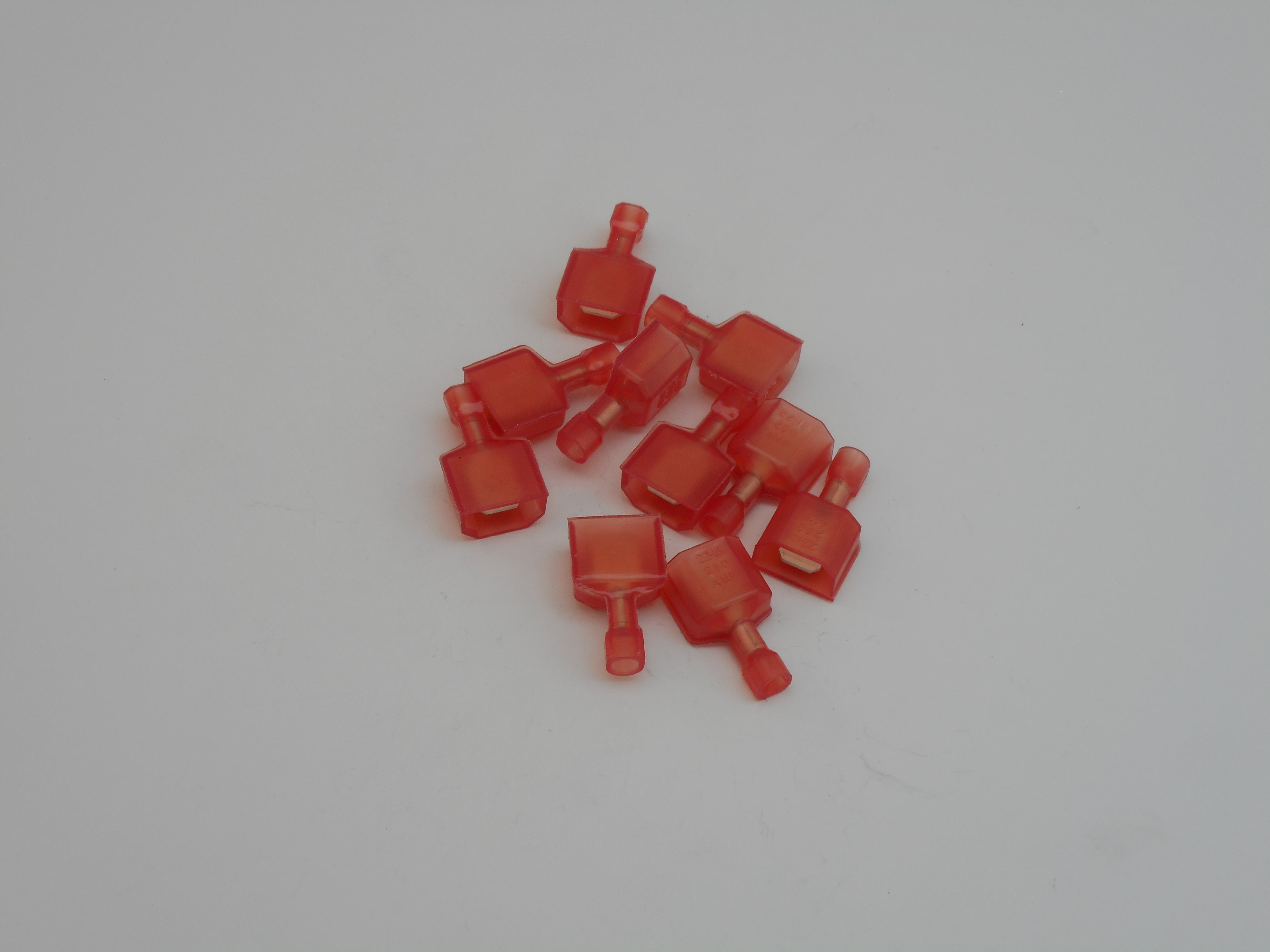 AMP 0.250 Male Quick Disconnects Fully Insulated Red (10 Pieces) (QD1004)