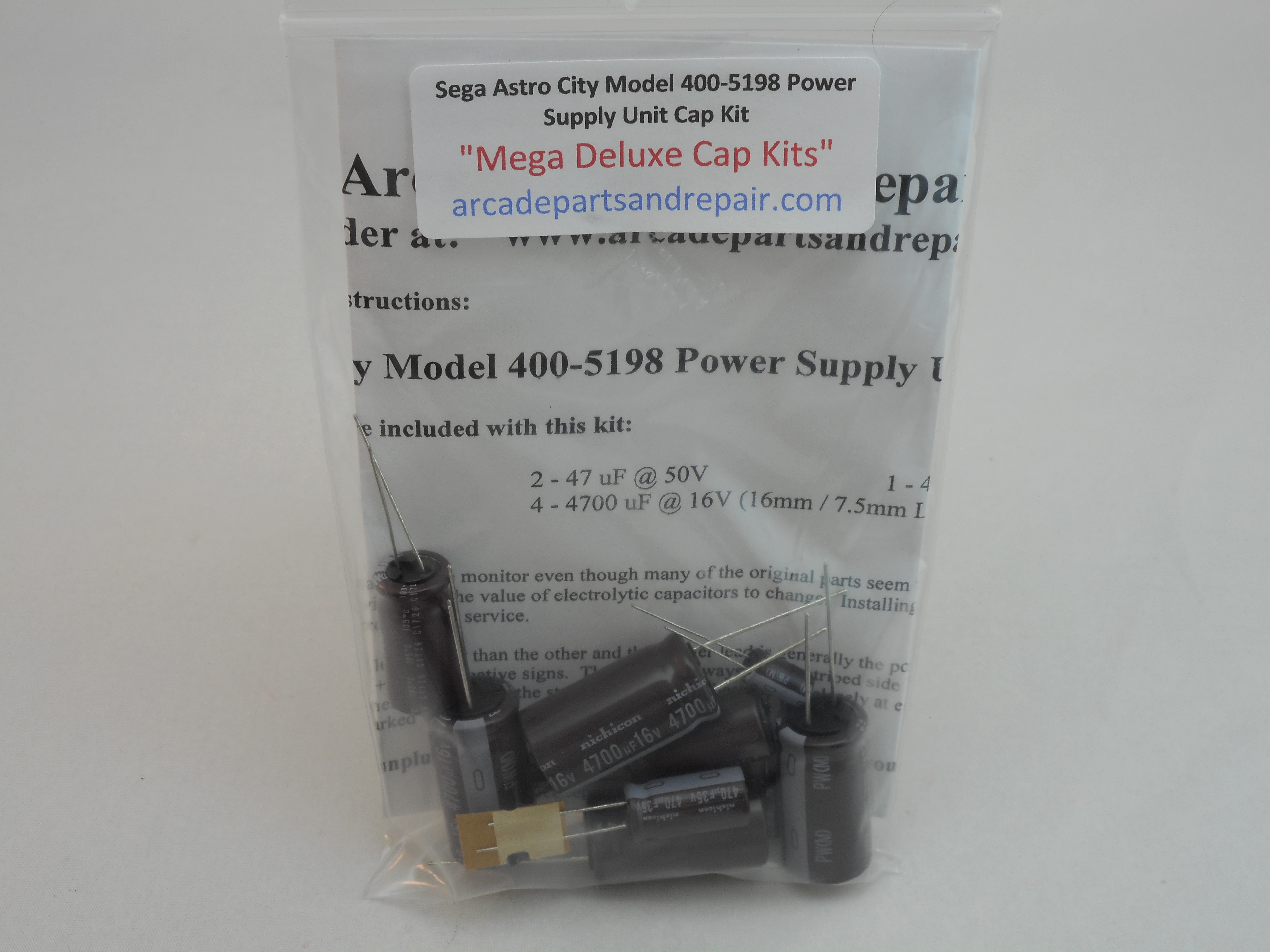 Sega Astro City Model 400-5198 Power Supply PCB Cap Kit 105C Nichicon