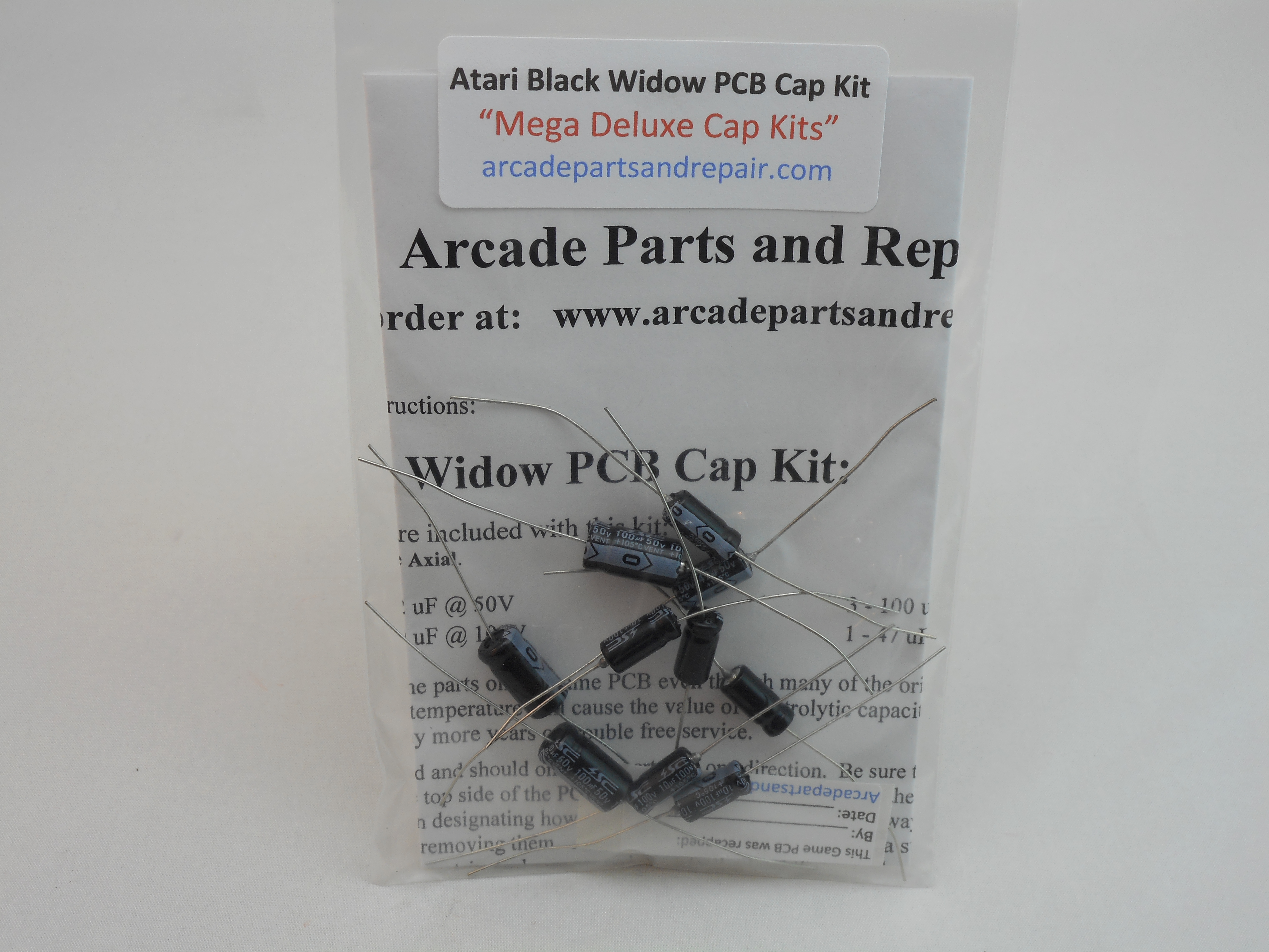 Atari Black Widow Game PCB 105C Axial Cap Kit