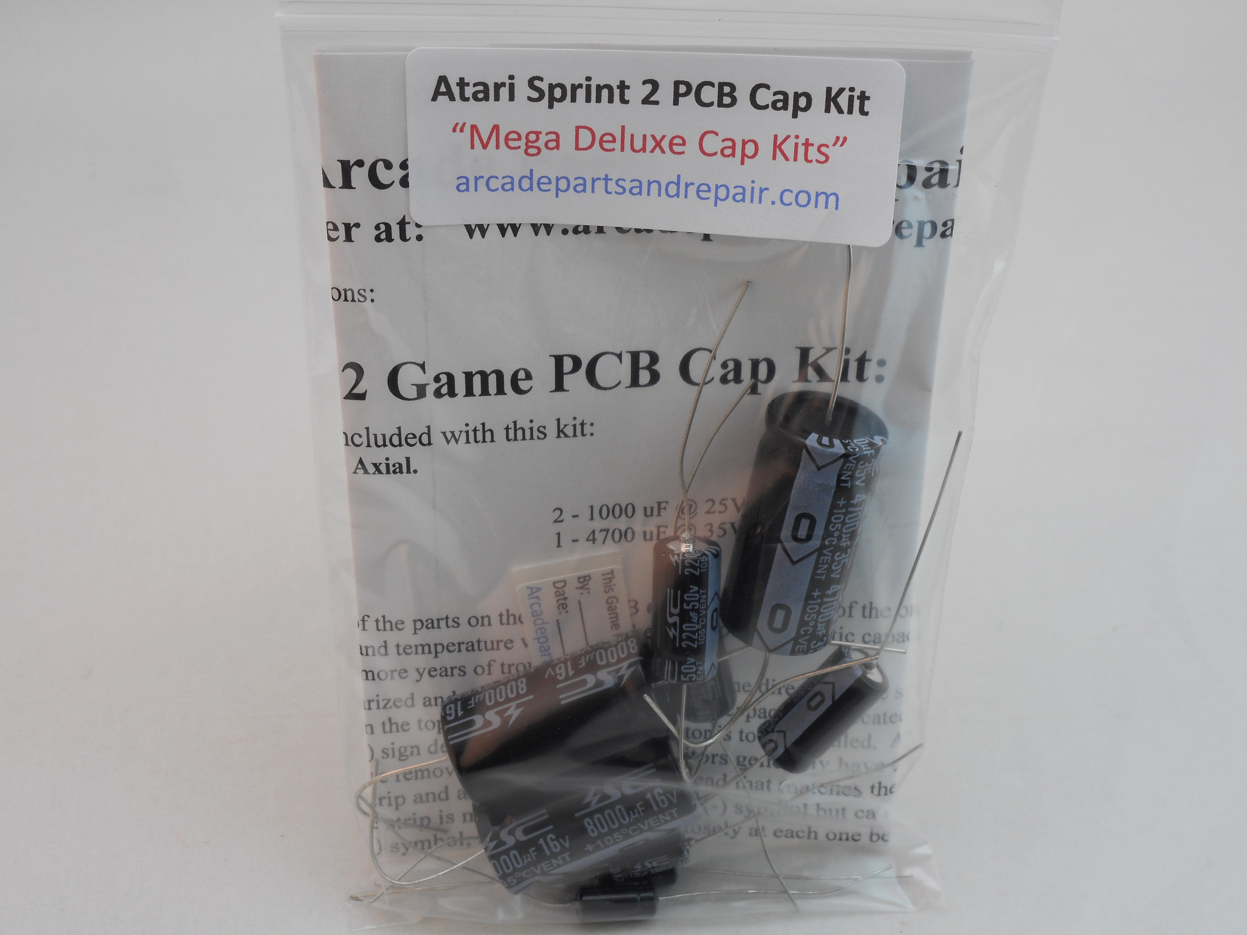 Atari Sprint 1 & 2 PCB Complete 105C Axial Cap Kit