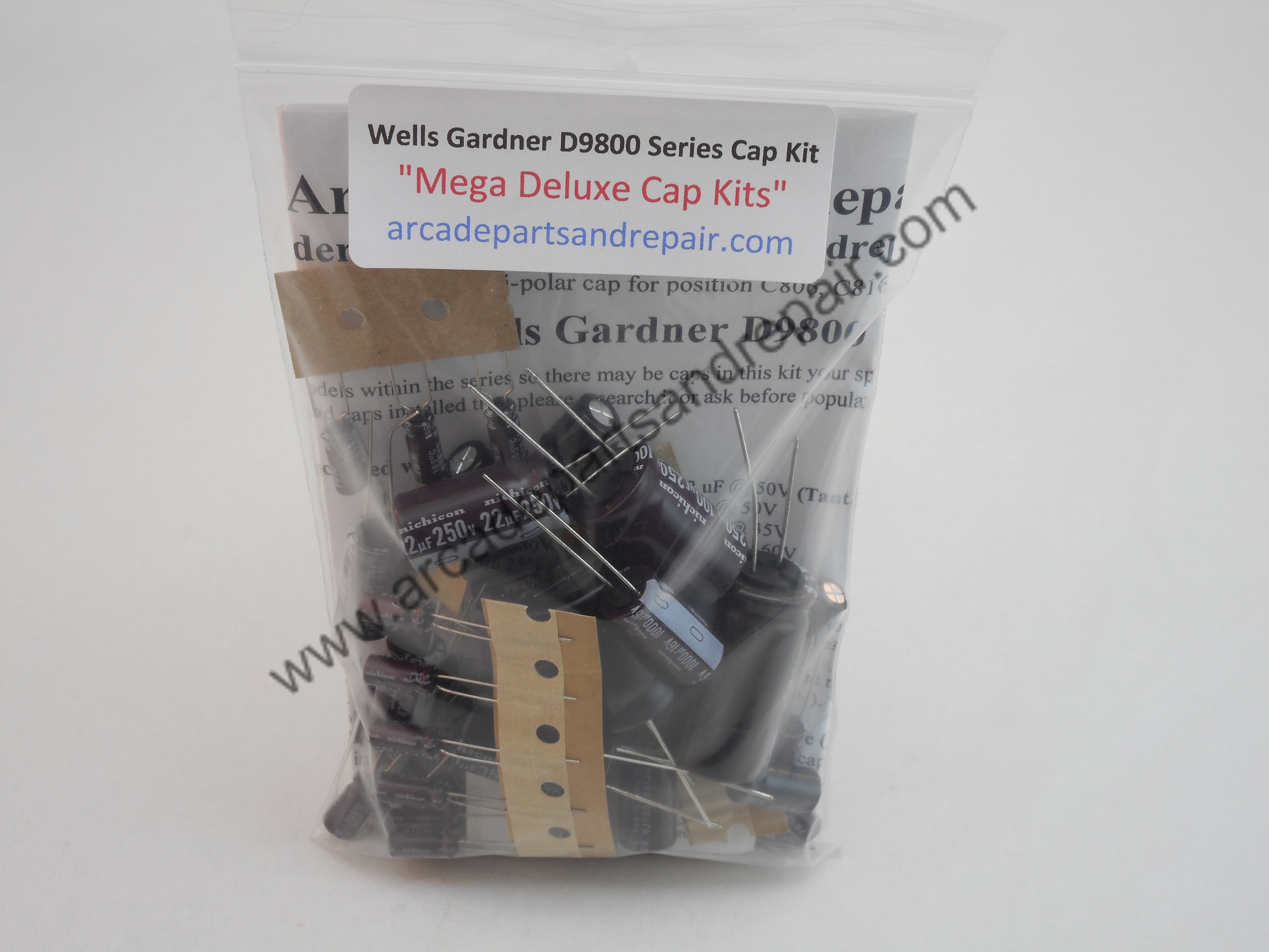 Wells Gardner D9800 Rev. 3 & Older Monitor Cap Kit 105C Nichicon