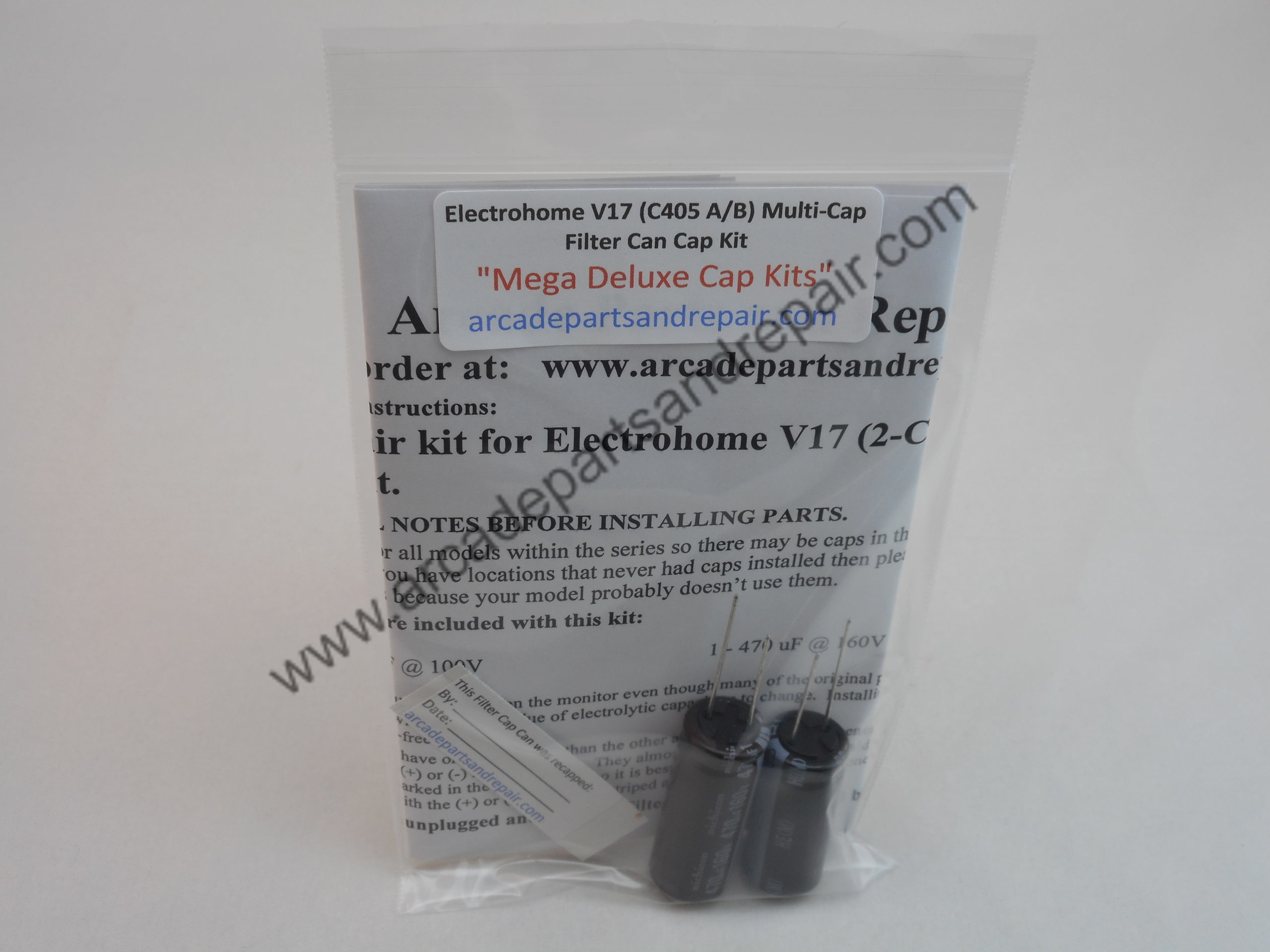 Electrohome V17 C405 (2-Cap) Filter Cap Can Kit 105C Nichicon